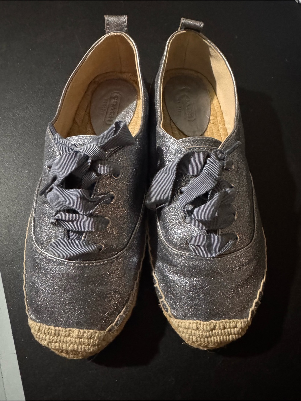 Coach Women's Ramira Glitter Espadrille Sneakers - Blue Gunmetal Size 7